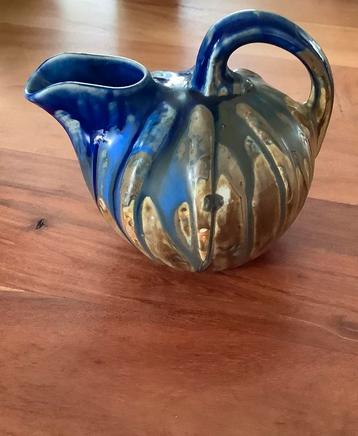 Vintage half geglazuurde keramiek blauwe meloen kan beschikbaar voor biedingen