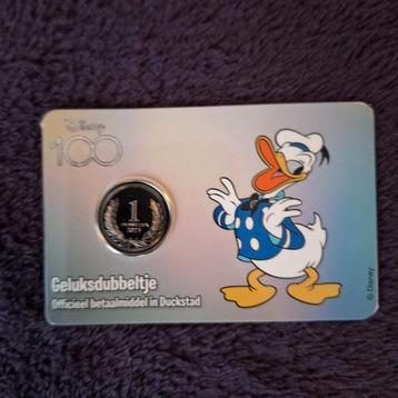 Donald Duck geluksdubbeltje.  beschikbaar voor biedingen