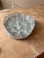 Schaal met glaasjes voor waxinelichtjes, Ophalen of Verzenden, Zo goed als nieuw, Rond, Overige materialen