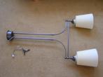 Plafondlamp 2 glazen kappen (mat) met GRATIS 2 Ledlampen, Ophalen of Verzenden, Gebruikt, Glas, Klassiek