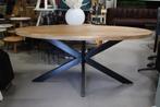 2 x ovale eettafel ovaal metaal mangohout 180x90 cm., Huis en Inrichting, Tafels | Eettafels, Ophalen, 50 tot 100 cm, Zo goed als nieuw