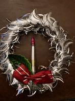 Oude kersthanger krans met rood kaarsje van glas, Diversen, Kerst, Ophalen of Verzenden, Gebruikt