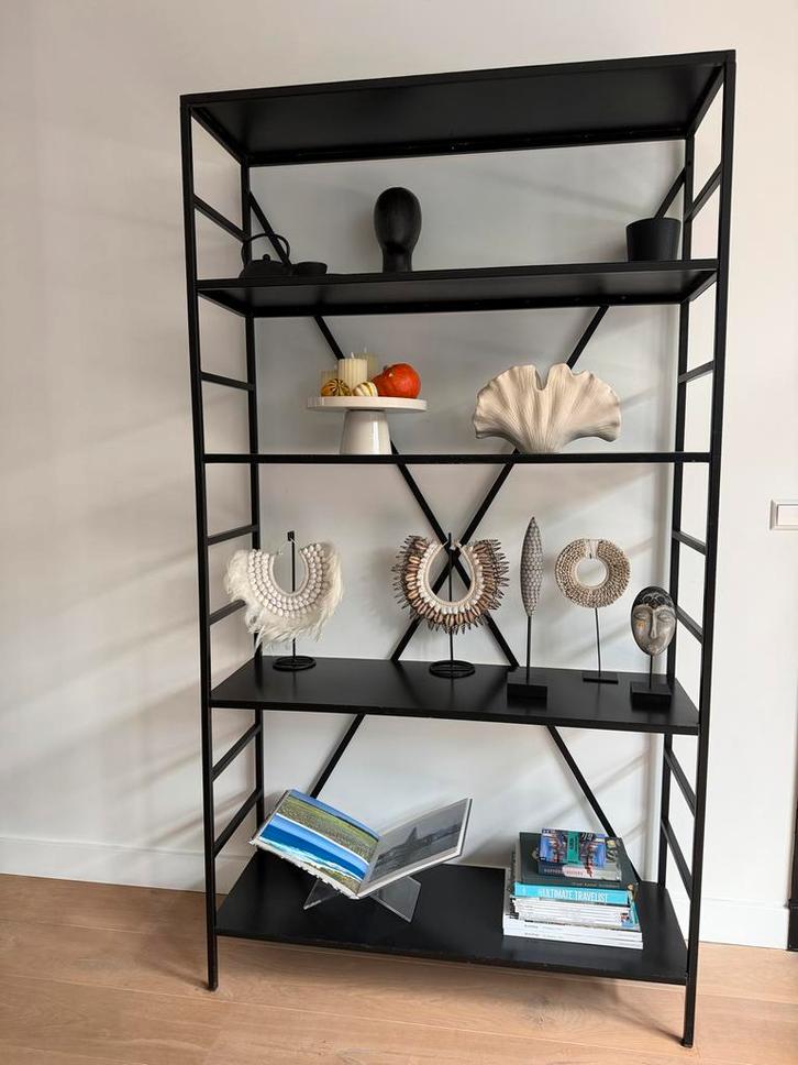 Industriële kast - Zwart Staal 120x220x40, Huis en Inrichting, Kasten | Boekenkasten, Zo goed als nieuw, 100 tot 150 cm, 200 cm of meer