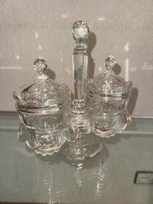 Kristallen dubbel condimentstel, Antiek en Kunst, Antiek | Glas en Kristal, Ophalen of Verzenden