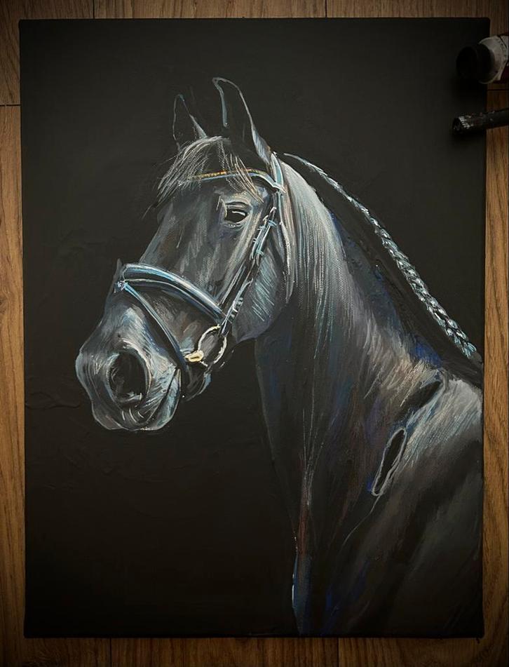 Paard Schilderij - Handgeschilderd Acryl, Antiek en Kunst, Kunst | Schilderijen | Klassiek, Ophalen of Verzenden