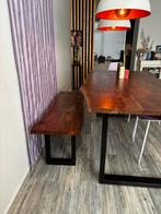 Houten Eettafel met Bankje - Robuust & Gezellig, Ophalen, Gebruikt, 150 tot 200 cm, 200 cm of meer