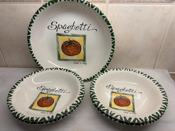 Italiaanse Spaghetti Schaal + Borden (2), Antiek en Kunst, Curiosa en Brocante, Ophalen of Verzenden