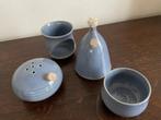 Keramiek Joop Frohwein middenblauw 2 st. olielamp + diffuser, Antiek en Kunst, Antiek | Keramiek en Aardewerk, Ophalen of Verzenden