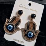 Fatima hamsa hand oorbellen, Overige materialen, Blauw, Nieuw, Ophalen of Verzenden