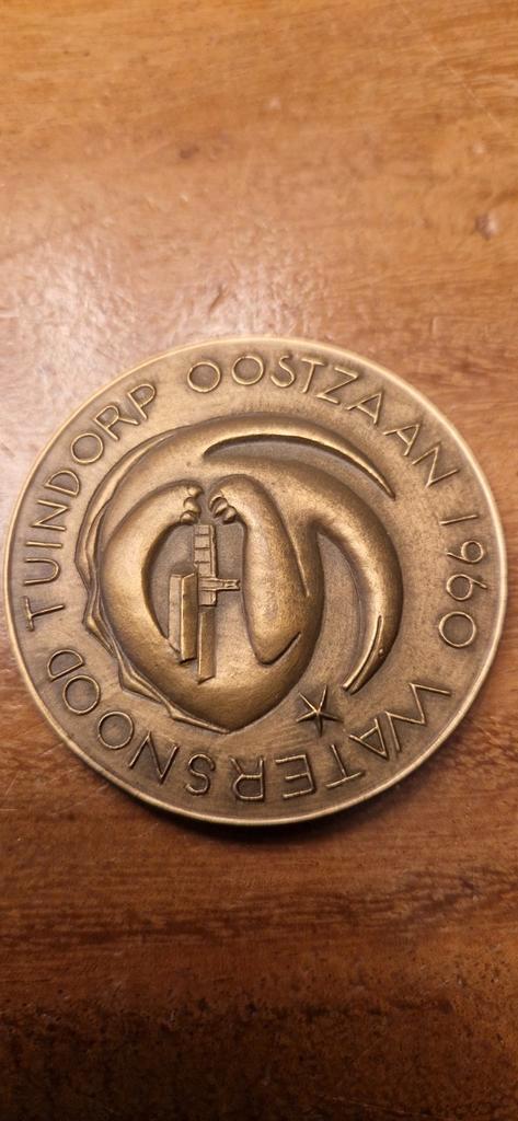 Legpenning watersnood Tuindorp, Postzegels en Munten, Penningen en Medailles, Brons, Nederland, Ophalen of Verzenden