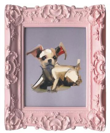 Colmore, schilderij 'Chihuahua' in roze barok lijst, 30x35cm beschikbaar voor biedingen