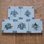 5 Makkum tegeltjes Koninklijke Tichelaar - Fruitmotief, Antiek en Kunst, Antiek | Wandborden en Tegels, Ophalen of Verzenden