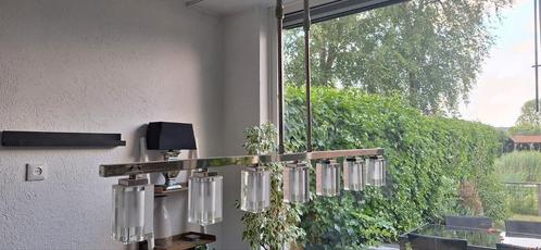 Strakke eettafellamp, Huis en Inrichting, Lampen | Tafellampen, Gebruikt, 75 cm of meer, Glas, Metaal, Ophalen