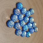 Blauwe Borealis Bloemen Tsjechische Glaskralen, Verzenden, Nieuw, Kraal