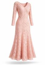 Prachtige roze galajurk van kant - Maat 42, Galajurk, Maat 42/44 (L), Ophalen of Verzenden, Zo goed als nieuw