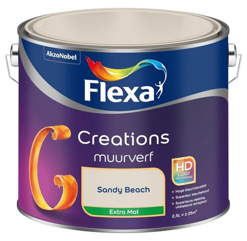 Flexa Creations Muurverf Sandy Beach Extra Mat 2,5L, Doe-het-zelf en Verbouw, Verf, Beits en Lak, Nieuw, Verf, Minder dan 5 liter