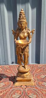 Massief bronzen beeld van Hindoe Godin Lakshmi Dīpālakṣmī, Antiek en Kunst, Ophalen of Verzenden