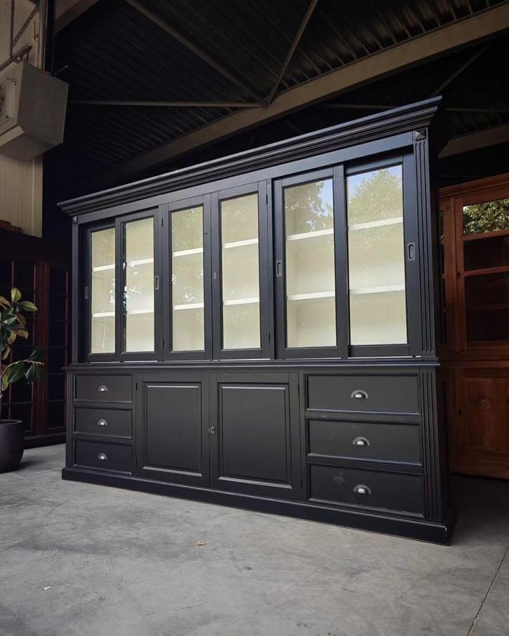 Prachtige grote / Brede buffetkast zwart #2172, Huis en Inrichting, Kasten | Buffetkasten, Gebruikt, 200 cm of meer, 200 cm of meer