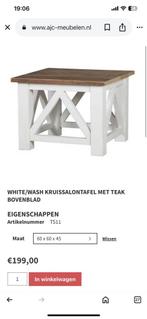 Whitewash salontafel met teak bovenblad TEAB, Huis en Inrichting, Tafels | Salontafels, Gebruikt, 100 tot 150 cm, Minder dan 50 cm