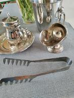Verzilverd kannetje suikerkom ijsemmer tang schaaltje, Antiek en Kunst, Antiek | Goud en Zilver, Ophalen of Verzenden