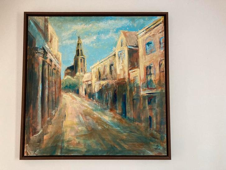 Gerda Onnes - Brugstraat  Groningen met A kerk, Antiek en Kunst, Kunst | Schilderijen | Klassiek, Ophalen