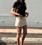 Zara beige broekrok, ecru broekje met overslag, mini rok, S, Nieuw, Ophalen of Verzenden, Maat 36 (S), Boven de knie