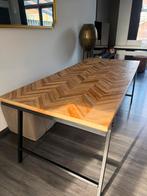 Karwei eettafel Mateo visgraat teakhout 200 x 90 cm, Huis en Inrichting, Tafels | Eettafels, Ophalen, Teakhout, 50 tot 100 cm