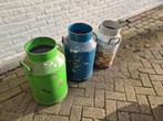 Melkbussen Aluminium 2 x 40 en 1 x 30 liter, Tuin en Terras, Bloempotten, Ophalen, Steen, Rond, Zo goed als nieuw