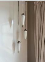 Vintage Pegel ice druppel Plafondlamp Melkglas Metaal, Gebruikt, Vintage, Ophalen of Verzenden, Glas