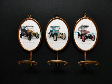 3 Vintage kapstokhaken net afbeeldingen van oldtimers auto's beschikbaar voor biedingen