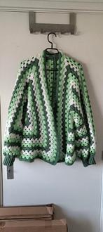 Gehaakte Granny Square Vest - Groen & Wit, Kleding | Dames, Ophalen of Verzenden, Zo goed als nieuw, Maat 42/44 (L), Groen