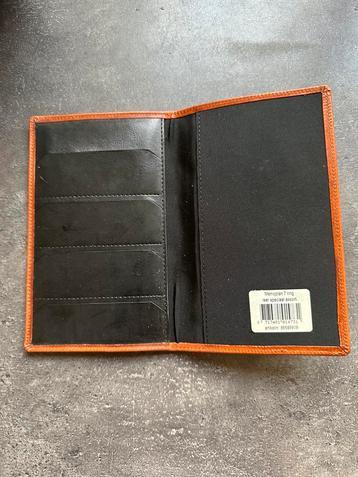 Nieuw leren pasjeshouder pas houder 5 vaks H16.5xB10 cognac beschikbaar voor biedingen