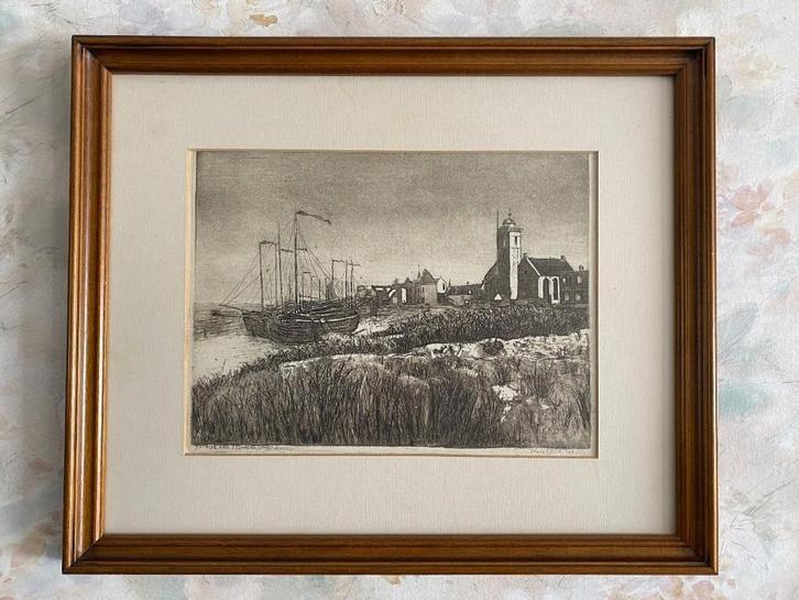 Ets  ,  Katwijk  . aan  . Zee  . ca  .  1900, Antiek en Kunst, Kunst | Etsen en Gravures, Ophalen of Verzenden