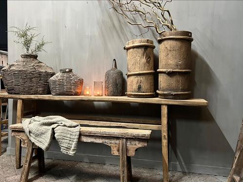 Chinese tafel wandtafel Sidetable elmwood oud hout stoer, Huis en Inrichting, Tafels | Sidetables, Zo goed als nieuw, 25 tot 50 cm