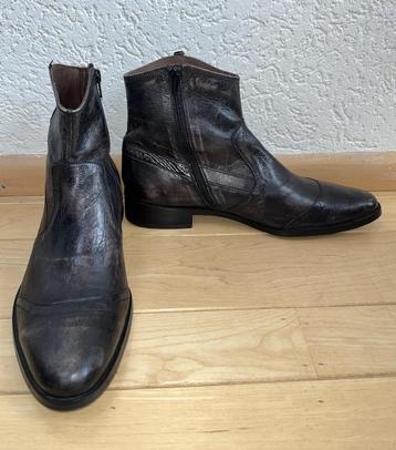 NIEUW (FN)* boots maat 44 echt leer bruin met lichte stukken beschikbaar voor biedingen
