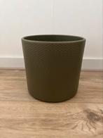 Een mooie legergroene/khaki kleurige plantenpot, Ophalen, Rond, Zo goed als nieuw, Minder dan 25 cm