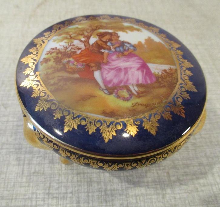 Prachtig Porseleine Juwelenpotje op 3 poten - Limoges, Antiek en Kunst, Antiek | Porselein, Ophalen of Verzenden