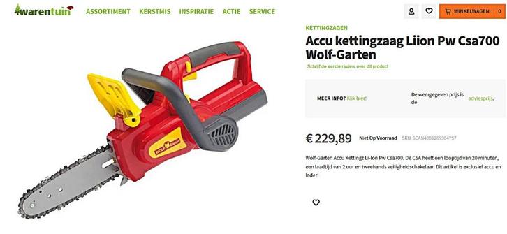 Wolf accu kettingzaag zgan, Doe-het-zelf en Verbouw, Gereedschap | Zaagmachines, Zo goed als nieuw, Kettingzaag, 600 tot 1200 watt