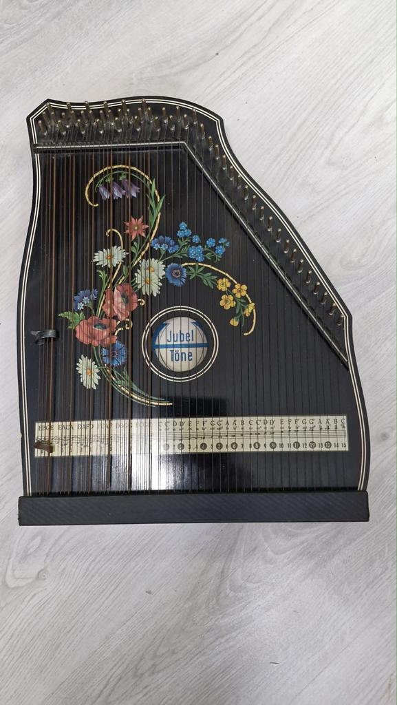 Antieke Jubel Töne citer met bloemmotief, Muziek en Instrumenten, Snaarinstrumenten | Overige, Ophalen, Gebruikt, Citer