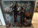 Metalen schilderij "Mensen met Paraplu", Ophalen