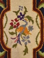 Vintage handgemaakt Smyrna tapijt ovaal paars wol 91x177cm, Huis en Inrichting, Stoffering | Tapijten en Kleden, 50 tot 100 cm