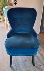 Blauwe Velours Stoel, Huis en Inrichting, Fauteuils, Ophalen, Gebruikt, 75 tot 100 cm, 50 tot 75 cm