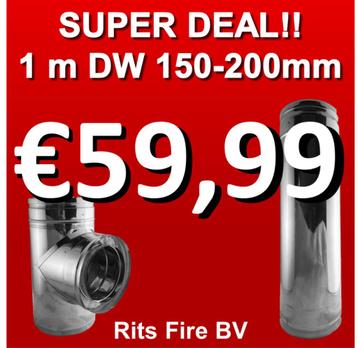 Dubbelwandig | Kachelpijp | RVS | 150-200 mm  beschikbaar voor biedingen