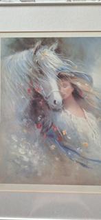 Schilderij vrouw met paard, Huis en Inrichting, Woonaccessoires | Schilderijen, Tekeningen en Foto's, Ophalen, Schilderij, 75 cm of meer