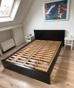 Bed Ikea Malm ledikant 140cm met lattenbodems, Ophalen, Gebruikt, Zwart, Tweepersoons