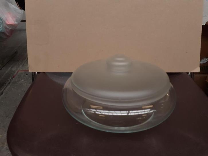 Koektrommel met satin mat glazen deksel, Antiek en Kunst, Antiek | Glas en Kristal, Ophalen