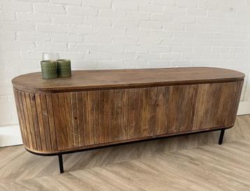 Magazijn Leegverkoop TV meubel Noor retro mangohout ribbel  beschikbaar voor biedingen