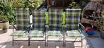 4 tuinstoelen met kussens, Tuin en Terras, Tuinstoelen, Ophalen, Gebruikt, Aluminium, Verstelbaar