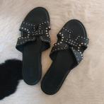 Zwarte leren sandaaltjes met studs Maat 41, Sandalen of Muiltjes, Ophalen of Verzenden, Zo goed als nieuw, Zwart