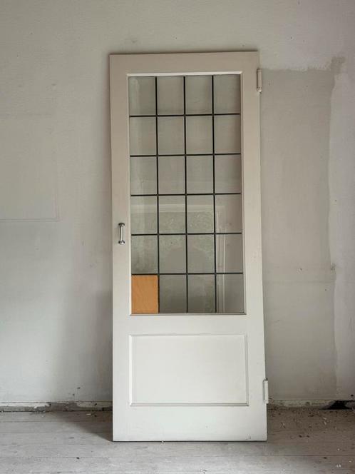 Binnendeur met glas in lood, Doe-het-zelf en Verbouw, Deuren en Horren, Gebruikt, Binnendeur, 200 tot 215 cm, 80 tot 100 cm, Glas